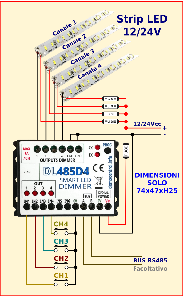Schema collegamento Dimmer LED