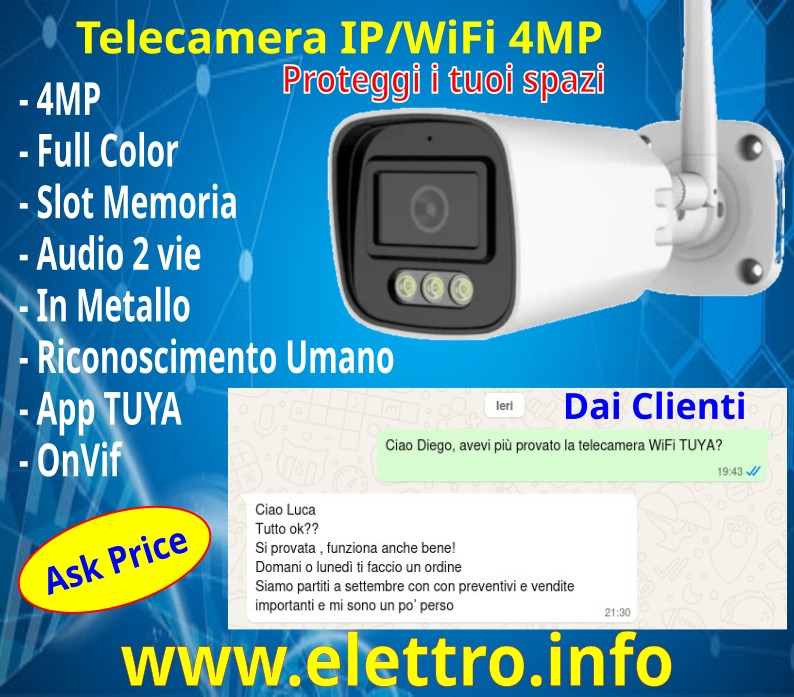 Clienti soddisfatti della Telecamera TUYA IPC6W-4 Full Color