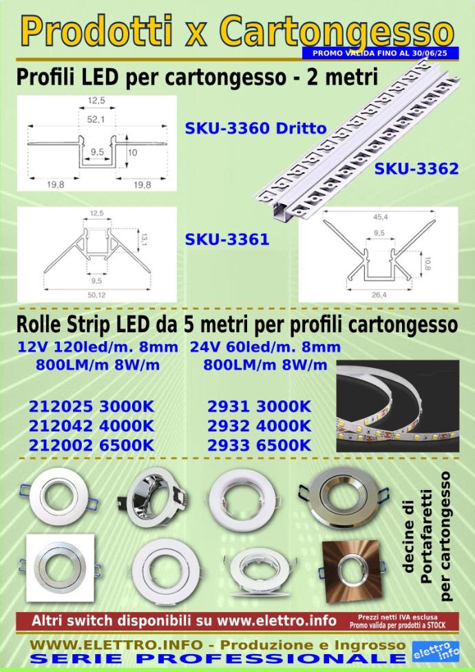 Prodotti per Cartongesso - Profili LED e Portafaretti per GU10