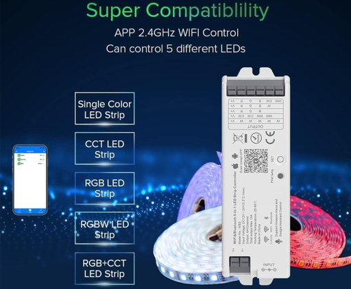Controller LED TUYA WiFi 12/24V MAX 15A