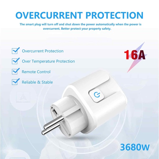 Presa Smart WiFi TUYA con Monitoraggio della potenza consumata - Max 16A