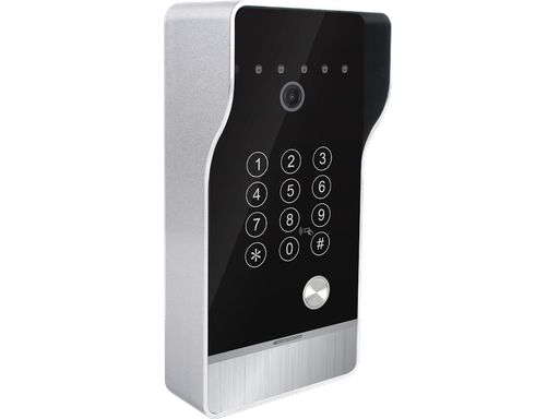 Vista Unità esterna per Videocitofono 2 FILI con 1 tasto, tastiera e lettore RFID compatibile TUYA
