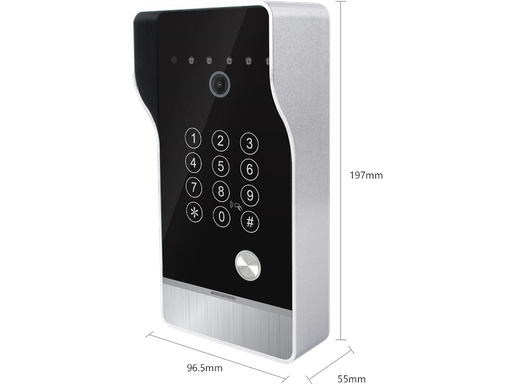 Dimensioni Unità esterna per Videocitofono 2 FILI con 1 tasto, tastiera e lettore RFID compatibile TUYA