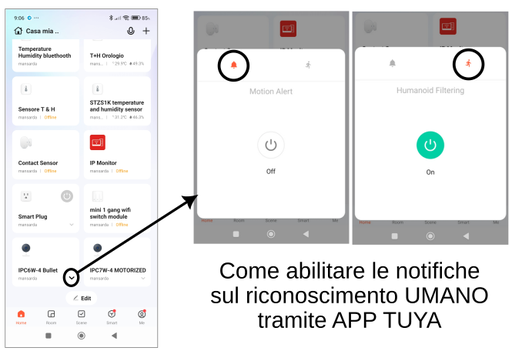 Telecamera WiFi Bullet riconoscimento umano