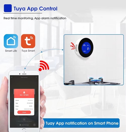 Sensore di Gas Metano (CH4) con notifica su Smartphone TUYA
