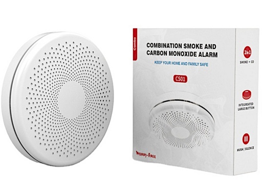 Sensore monossino di carbonio e fumo con Sirena integrata