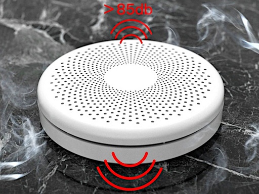 Sensore monossino di carbonio e fumo con Sirena integrata WiFi - Alimentazione 2xAA - App TUYA