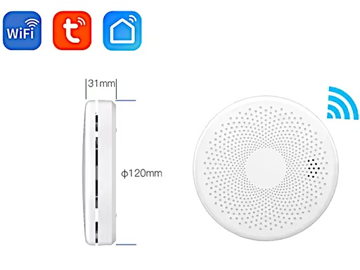 Sensore Rilevatore monossino di carbonio e fumo con Sirena integrata WiFi a Batteria