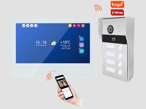 Unità esterna 4 pulsanti per Videocitofono 2 FILI