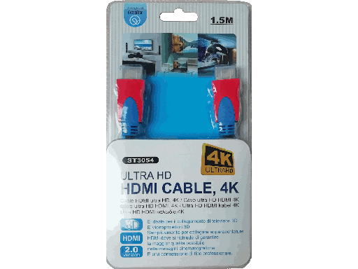 Cavo HDMI 4K@60Hz Versione 2.0 - Lunghezza 1.5m - In blister