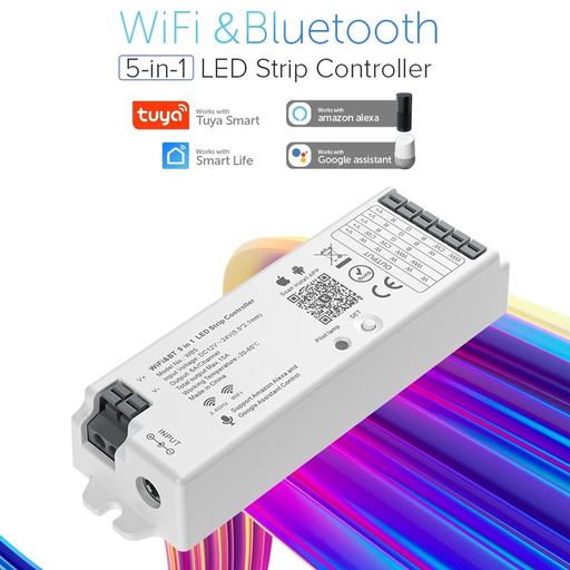 KIT Controller + Telecomando Dimmer LED 4 Zone e 5 Canali - Compatibile Tuya (RGB / RGBW / CCT)