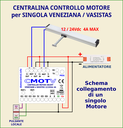 Schema Centralina per Veneziane, Vasistas, Lucernai, Tapparelle Elettriche per Motori fino a 24Vdc 4A con Comandi di Gruppo