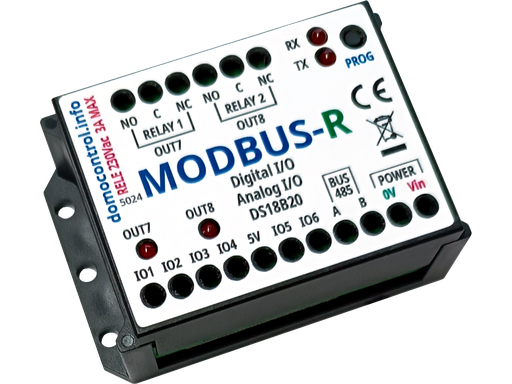 Centralina RS485 con Protocollo Modbus - 6 I/O e 2 Uscite a Relè Deviatore