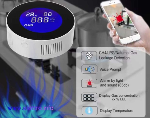 Sensore di Gas Metano (CH4) con Sirena e WiFi Integrato