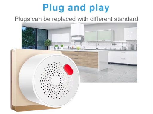 Sensore GAS (Monossido di carbonio - GPL - CH4 Metano) con Sirena integrata WiFi  230Vac - App TUYA
