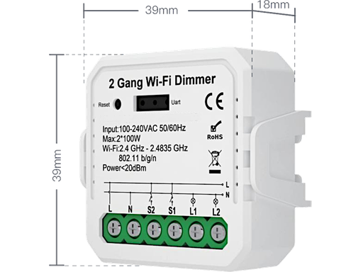 Dimmer LED con TRIAK a 2 uscite - Max 150W per uscita - App TUYA