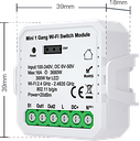 Smart Relè WiFi 1 uscita con contatto Pulito 16A - App TUYA