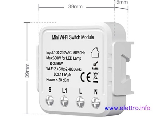 Relè Smart WiFi a Profilo Ribassato | App Tuya