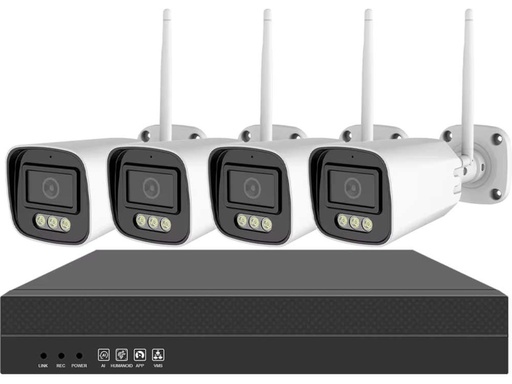 Kit NVR WiFi con 4 Telecamere 3MP Bullet Full Color con Audio TUYA