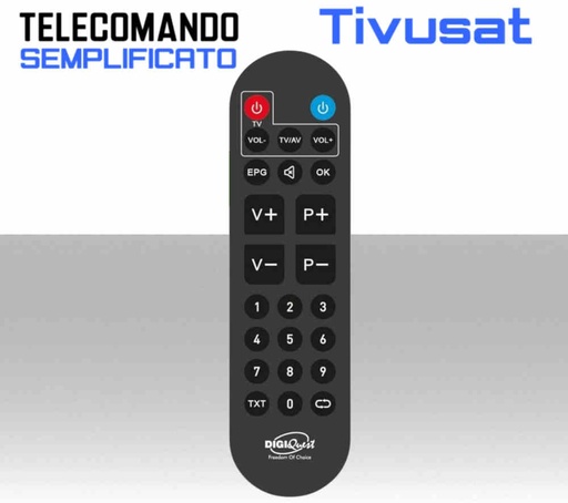 Telecomando Semplificato 2in1 Originale DigiQuest per Decoder Tivùsat Q10 e Ti9
