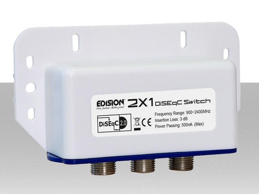 Switch DiSEqC 2x1 Edision per Impianti Satellitari Dual Feed su Cavo Unico con Custodia Impermeabile
