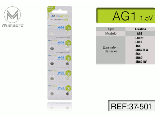 Blister 10 Pezzi Batterie Alcaline AG4 1.5V (LR626/377/177)
