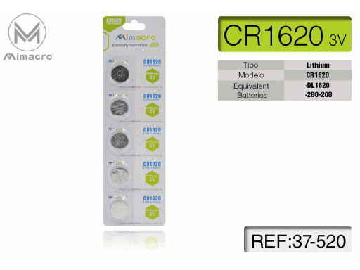 Blister 5 Pezzi Batteria Litio CR1620 3V