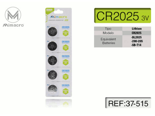 Blister 5 Pezzi Batteria Litio CR2025 3V