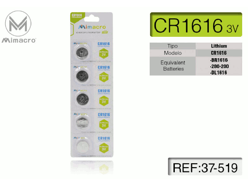 Blister 5 Pezzi Batteria Litio CR1616 3V