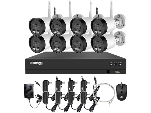 KIT NVR + 8 telecamere BULLET WiFi 3MP 3.6mm con riconoscimento umano e audio - APP TUYA *** Non disponibile ***