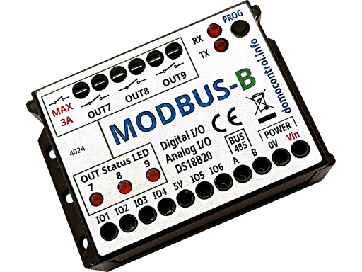 Dispositivo con protocollo MODBUS con 6 IO + 3 uscite a relè