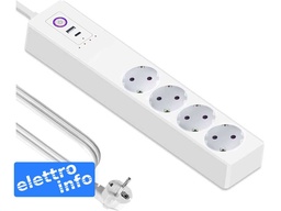 [STWA4B] Ciabatta Intelligente 4 SHUKO + USB + Type-C (65W) WiFi - App TUYA