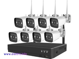 [NVR8AT-3-WIFI] KIT NVR + 8 telecamere BULLET in metallo WiFi 3MP 3.6mm con riconoscimento umano e audio a 2 vie | Tuya Smart Life Tuya Smart Life