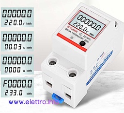 Contatore Misuratore di Energia Monofase Digitale - Montaggio su Guida DIN