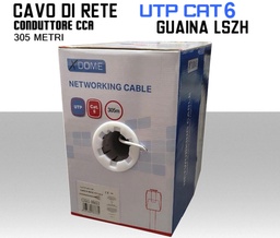 Cavo Ethernet LAN Cat 6 UTP con Conduttore CCA e Guaina LSZH in Box da 305 Metri