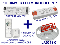 Kit Controller LED WiFi Tuya 4 Zone 5 Canali con Telecomando, Alimentatore 12V 30W Antipolvere e Strip LED in Omaggio