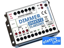 [DL485DMX] Dimmer LED DMX512 a 4 canali 12V / 24V - Corrente max 8A/CH max 20A - Compatibile DMX512