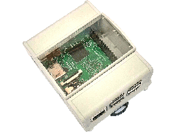 [D018] Contenitore ABS per Raspberry Pi e DOM13 – Supporto Barra DIN 4 Moduli
